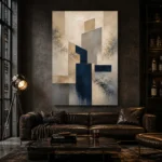 Warm Neutral Geometric Abstract Office Wall Art Canvas Print - Image 4