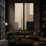 Neutral Linear Minimal Office Wall Art Canvas Print - Image 4