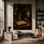 Candlelit Writing Table Dark Academia Office Art Canvas Print - Image 3