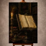 Candlelit Manuscript Dark Academia Office Art Canvas Print