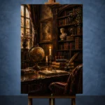 Sepia Scholarly Study Dark Academia Office Art Canvas Print - Image 2