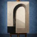 Serene Neutral Arch Minimal Office Wall Art Canvas Print - Image 2