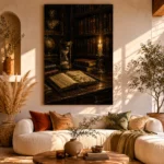 Candlelit Writing Table Dark Academia Office Art Canvas Print - Image 8