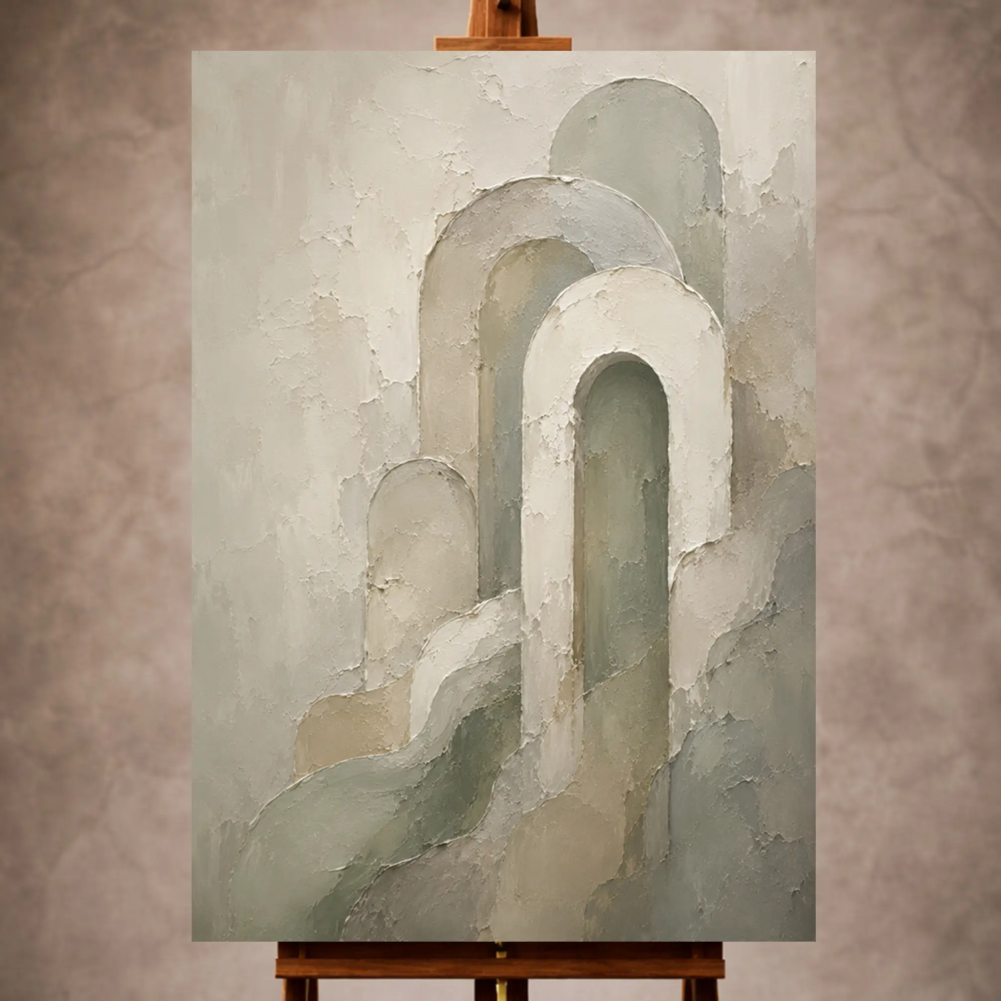 curatora-20260720-84851ed737344521 Sage Sculptural Arch Quiet Focus Wall Art Canvas Print - Image 1
