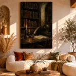 Moody Library Alcove Dark Academia Office Art Canvas Print - Image 8