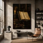 Candlelit Manuscript Dark Academia Office Art Canvas Print - Image 3