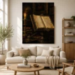 Candlelit Manuscript Dark Academia Office Art Canvas Print - Image 7