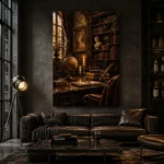 Sepia Scholarly Study Dark Academia Office Art Canvas Print - Image 4