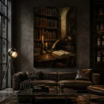 Moody Library Alcove Dark Academia Office Art Canvas Print - Image 4