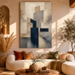 Warm Neutral Geometric Abstract Office Wall Art Canvas Print - Image 8