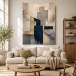 Warm Neutral Geometric Abstract Office Wall Art Canvas Print - Image 7