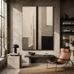 Neutral Linear Minimal Office Wall Art Canvas Print - Image 3