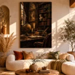 Sepia Scholarly Study Dark Academia Office Art Canvas Print - Image 8