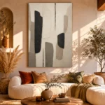 Neutral Geometric Minimal Office Wall Art Canvas Print - Image 8