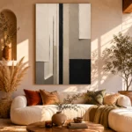 Neutral Linear Minimal Office Wall Art Canvas Print - Image 8