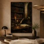 Moody Library Alcove Dark Academia Office Art Canvas Print - Image 5