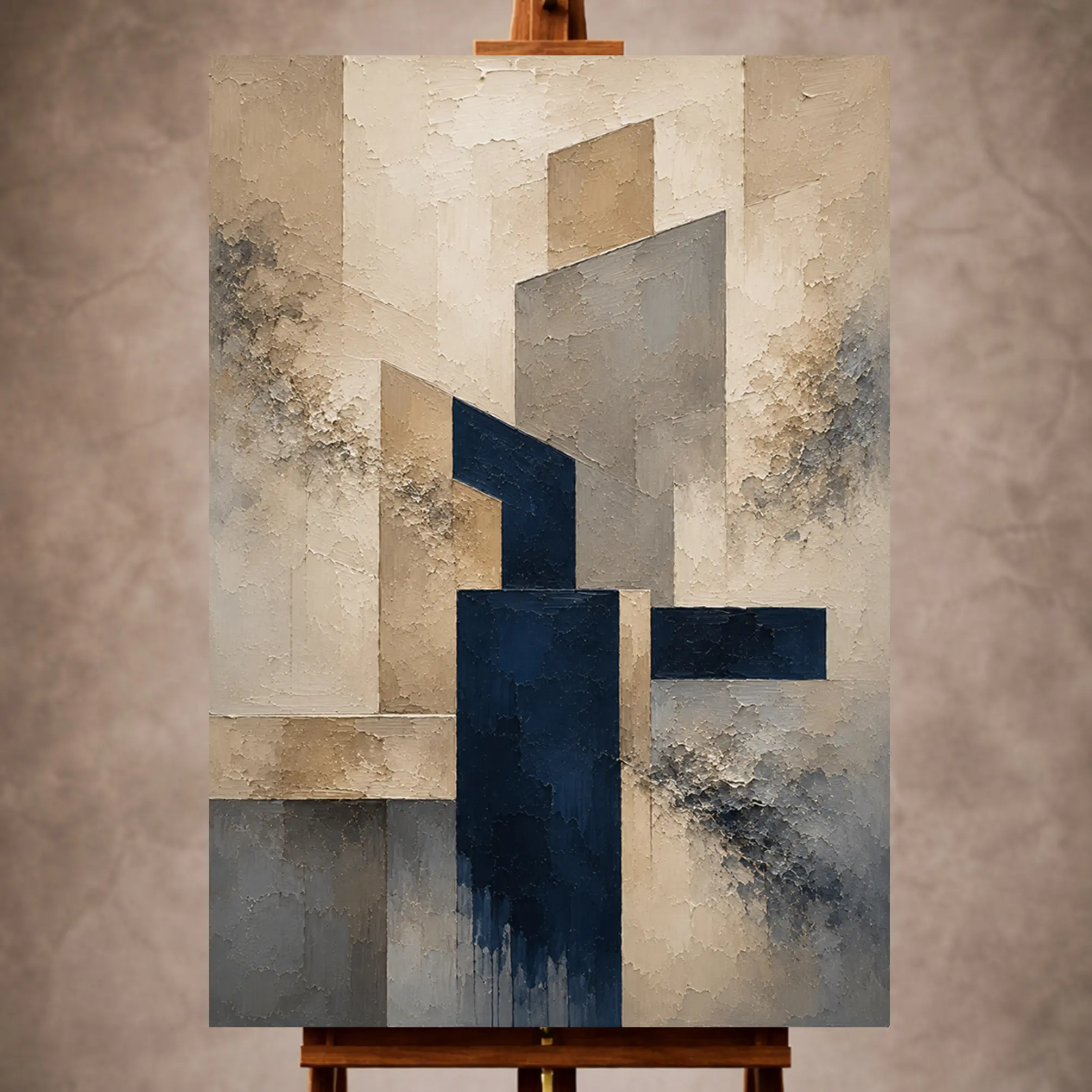 curatora-20260720-f844f5eb7dfd4606 Warm Neutral Geometric Abstract Office Wall Art Canvas Print - Image 1