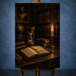Candlelit Writing Table Dark Academia Office Art Canvas Print - Image 2