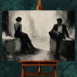 Quiet Dual Figure Monochrome Wall Art Canvas Print - Image 2