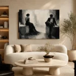 Quiet Dual Figure Monochrome Wall Art Canvas Print - Image 6