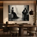 Quiet Dual Figure Monochrome Wall Art Canvas Print - Image 4