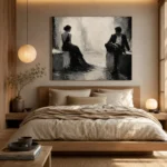 Quiet Dual Figure Monochrome Wall Art Canvas Print - Image 8