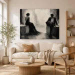 Quiet Dual Figure Monochrome Wall Art Canvas Print - Image 7