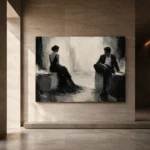 Quiet Dual Figure Monochrome Wall Art Canvas Print - Image 5