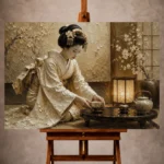 Ivory Kimono Geisha Art