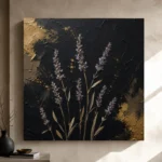 Golden Lavender Botanical Black & Gold Wall Art Canvas Print - Image 11