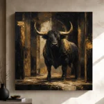 Golden Bull Black & Gold Wall Art Canvas Print - Image 11
