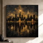 Reflected Skyline Black & Gold Wall Art Canvas Print - Image 11