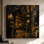 Noir Hotel Entrance Black & Gold Wall Art Canvas Print - Image 11