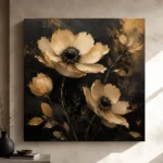 Golden Anemone Botanical Black & Gold Wall Art Canvas Print - Image 11