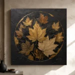 Golden Maple Leaves Botanical Black & Gold Wall Art Canvas Print - Image 11