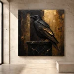 Golden Raven Black & Gold Wall Art Canvas Print - Image 3
