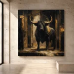Golden Bull Black & Gold Wall Art Canvas Print - Image 3