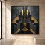 Art Deco Sunburst Black & Gold Wall Art Canvas Print - Image 3