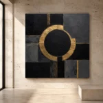 Golden Halo Geometry Black & Gold Wall Art Canvas Print - Image 3
