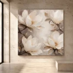 Four Ivory Blossoms Magnolia Wall Art Canvas Print - Image 3