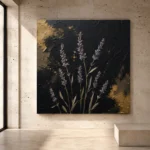 Golden Lavender Botanical Black & Gold Wall Art Canvas Print - Image 3
