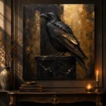 Golden Raven Black & Gold Wall Art Canvas Print - Image 4