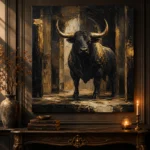 Golden Bull Black & Gold Wall Art Canvas Print - Image 4