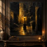 Courtyard Lantern Black & Gold Wall Art Canvas Print - Image 4