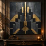 Art Deco Sunburst Black & Gold Wall Art Canvas Print - Image 4