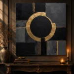 Golden Halo Geometry Black & Gold Wall Art Canvas Print - Image 4