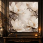 Four Ivory Blossoms Magnolia Wall Art Canvas Print - Image 4