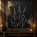 Golden Lavender Botanical Black & Gold Wall Art Canvas Print - Image 4