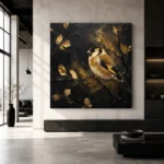 Golden Finch Black & Gold Wall Art Canvas Print - Image 5