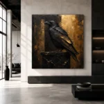 Golden Raven Black & Gold Wall Art Canvas Print - Image 5